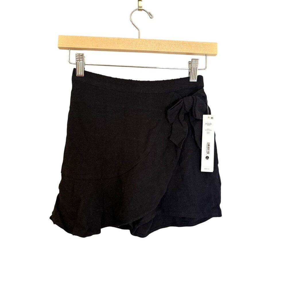 NWT Aqua Girls Black Wrap Mini Skort Size M 9/10 $58 [jb]